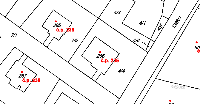 Krakovany 235 na parcele st. 266 v KÚ Krakovany, Katastrální mapa