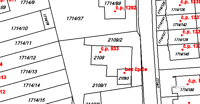 Prostřední Suchá 933, Havířov na parcele st. 2108 v KÚ Prostřední Suchá, Katastrální mapa