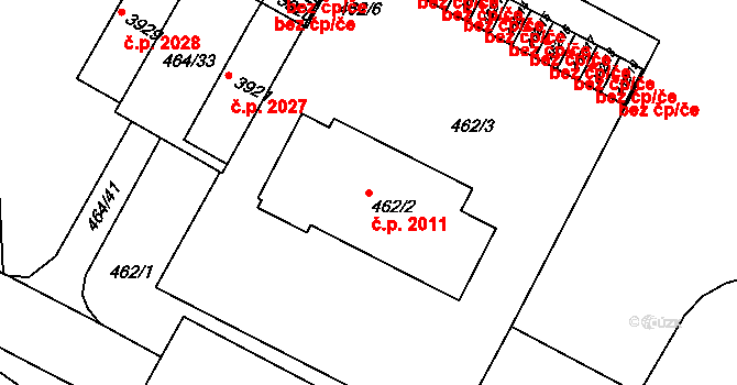 Černá Pole 2011, Brno na parcele st. 462/2 v KÚ Černá Pole, Katastrální mapa