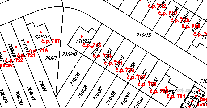 Poříčí 711, Boršov nad Vltavou na parcele st. 710/54 v KÚ Boršov nad Vltavou, Katastrální mapa