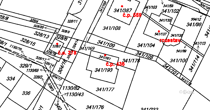 Ivanovice 436, Brno na parcele st. 341/193 v KÚ Ivanovice, Katastrální mapa