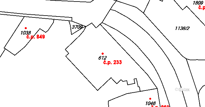 Dvůr Králové nad Labem 233 na parcele st. 612 v KÚ Dvůr Králové nad Labem, Katastrální mapa