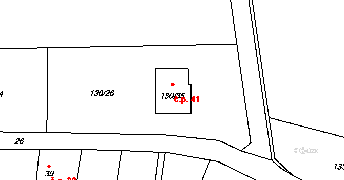 Vrbka 41, Služovice na parcele st. 130/35 v KÚ Vrbka u Opavy, Katastrální mapa