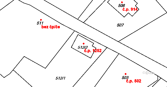 Dolní Lutyně 1252 na parcele st. 512/2 v KÚ Dolní Lutyně, Katastrální mapa
