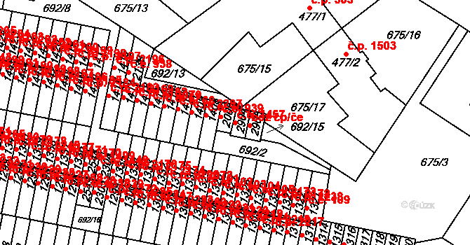 Sezimovo Ústí 1457 na parcele st. 2904 v KÚ Sezimovo Ústí, Katastrální mapa