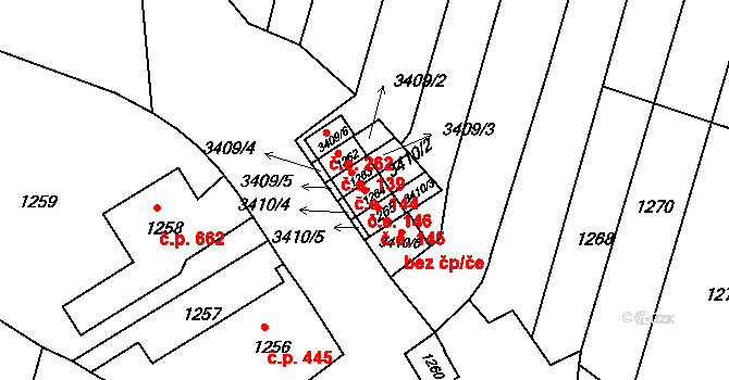 Střelice 39832287 na parcele st. 1264 v KÚ Střelice u Brna, Katastrální mapa