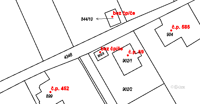 Návsí 40189287 na parcele st. 902/3 v KÚ Návsí, Katastrální mapa