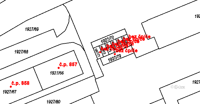 Bechyně 42585287 na parcele st. 1927/71 v KÚ Bechyně, Katastrální mapa