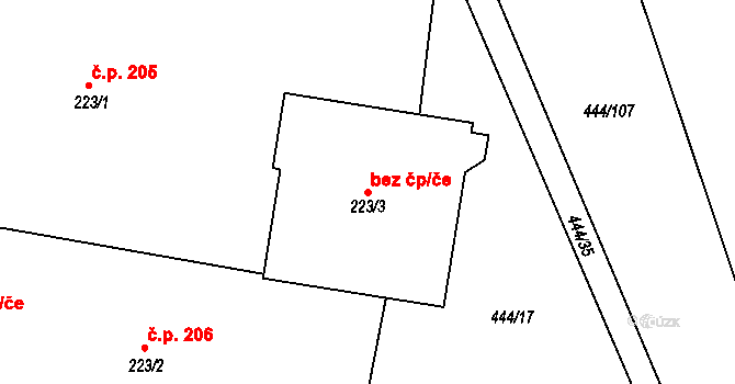Slatiňany 43731287 na parcele st. 223/3 v KÚ Slatiňany, Katastrální mapa
