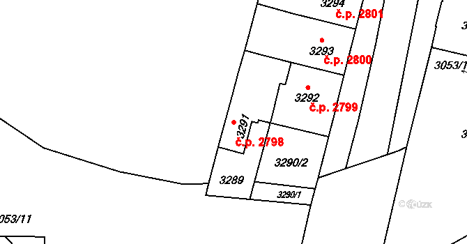 Předměstí 2798, Opava na parcele st. 3291 v KÚ Opava-Předměstí, Katastrální mapa