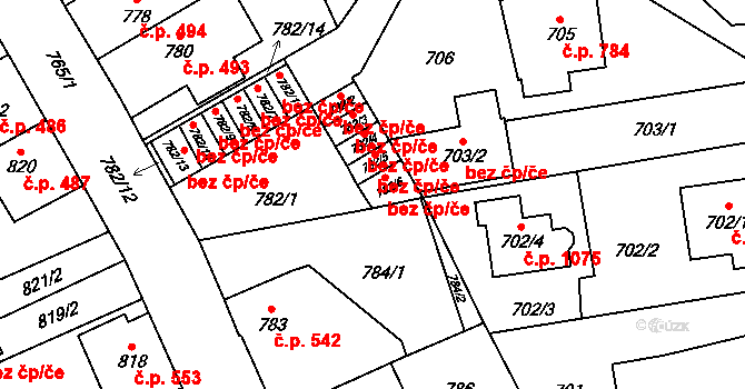 Kosmonosy 45293287 na parcele st. 782/6 v KÚ Kosmonosy, Katastrální mapa