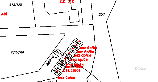 Husinec 46126287 na parcele st. 288/1 v KÚ Husinec u Řeže, Katastrální mapa