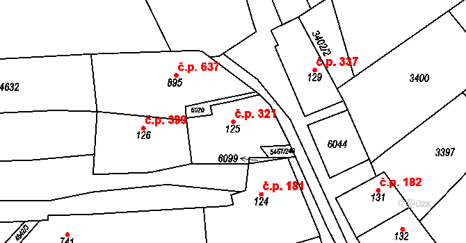 Polešovice 321 na parcele st. 125 v KÚ Polešovice, Katastrální mapa