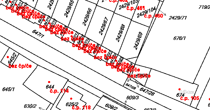 Dačice 47509287 na parcele st. 647/21 v KÚ Dačice, Katastrální mapa