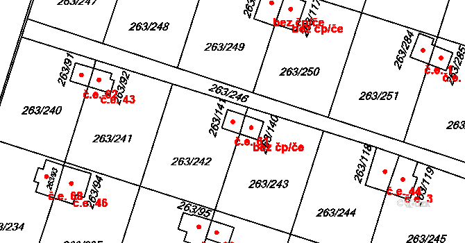 Malé Březno 61 na parcele st. 263/141 v KÚ Malé Březno, Katastrální mapa