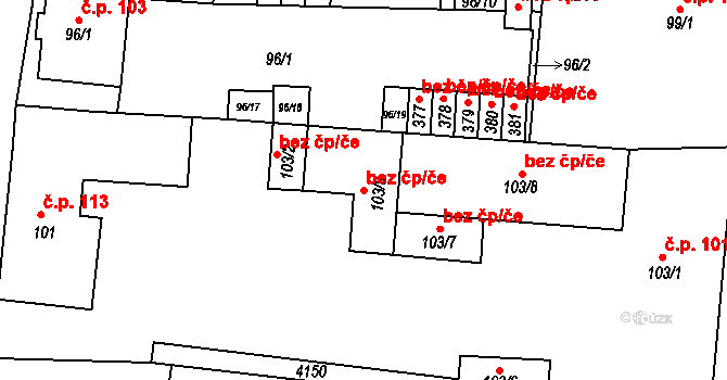 Brankovice 48221287 na parcele st. 103/9 v KÚ Brankovice, Katastrální mapa
