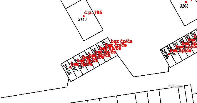 Třinec 48406287 na parcele st. 3141/3 v KÚ Lyžbice, Katastrální mapa