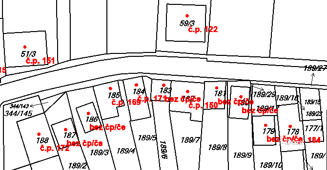 Milovice 49060287 na parcele st. 183 v KÚ Milovice u Mikulova, Katastrální mapa