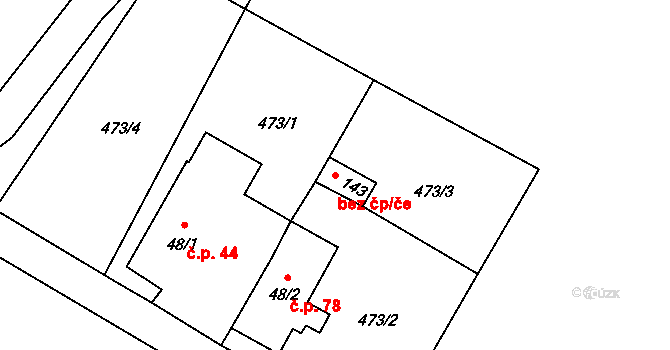 Rodvínov 49378287 na parcele st. 143 v KÚ Rodvínov, Katastrální mapa