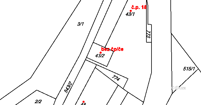 Heřmanice 49604287 na parcele st. 43/2 v KÚ Heřmanice u Vilémova, Katastrální mapa