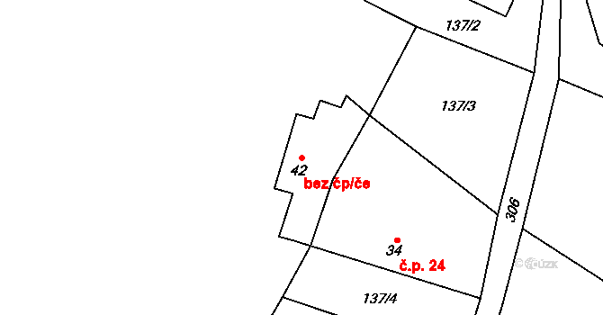 Borotín 50031287 na parcele st. 42 v KÚ Kamenná Lhota u Borotína, Katastrální mapa