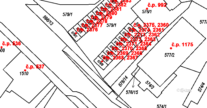 Bludovice 2369, Havířov na parcele st. 579/10 v KÚ Bludovice, Katastrální mapa
