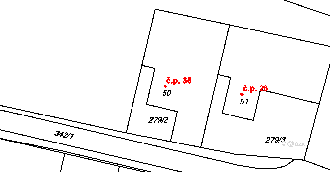 Brčekoly 35, Rosice na parcele st. 50 v KÚ Brčekoly, Katastrální mapa