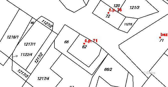 Chlum 71, Hlinsko na parcele st. 62 v KÚ Chlum u Hlinska, Katastrální mapa