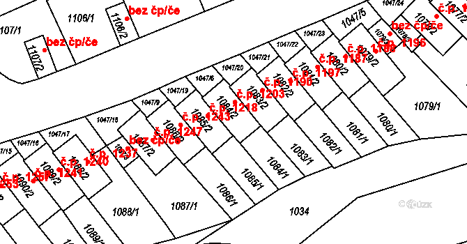 Třešť 1203 na parcele st. 1084/2 v KÚ Třešť, Katastrální mapa