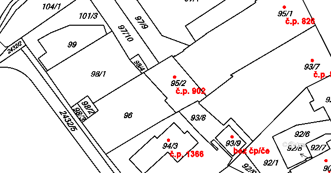 Jeseník 902 na parcele st. 95/2 v KÚ Jeseník, Katastrální mapa