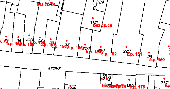 Město 153, Domažlice na parcele st. 31/1 v KÚ Domažlice, Katastrální mapa