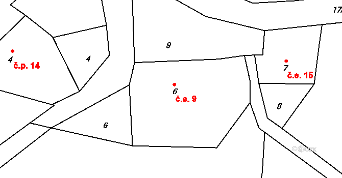 Lešišov 9, Mokrosuky na parcele st. 6 v KÚ Lešišov, Katastrální mapa