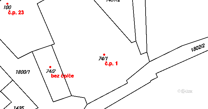 Čepinec 1, Žinkovy na parcele st. 74/1 v KÚ Žinkovy, Katastrální mapa