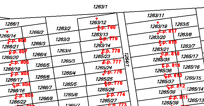 Česká Skalice 777 na parcele st. 1265/23 v KÚ Česká Skalice, Katastrální mapa