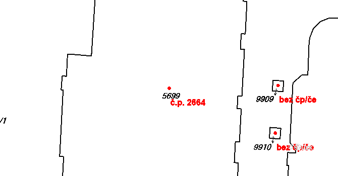 Zelené Předměstí 2664, Pardubice na parcele st. 5699 v KÚ Pardubice, Katastrální mapa