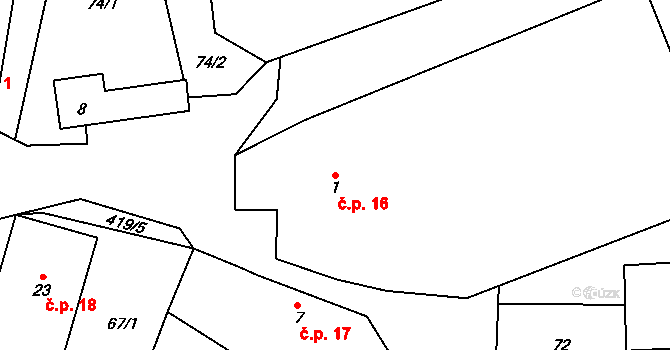 Veclov 16, Svojetín na parcele st. 1 v KÚ Veclov u Svojetína, Katastrální mapa