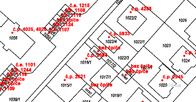 Chomutov 89642287 na parcele st. 1016/2 v KÚ Chomutov II, Katastrální mapa