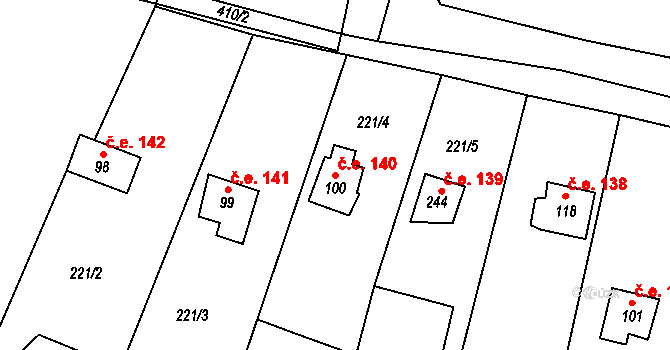 Lipno 140, Líšťany na parcele st. 100 v KÚ Těchoděly, Katastrální mapa