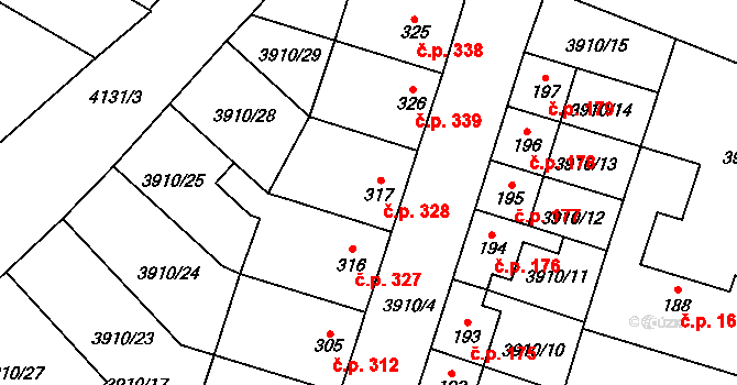 Lenešice 328 na parcele st. 317 v KÚ Lenešice, Katastrální mapa