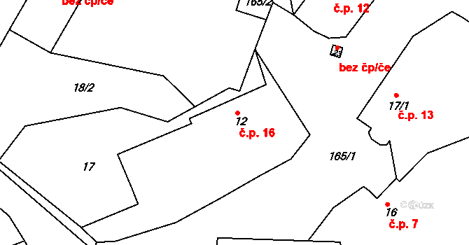 Krupá 16, Křesetice na parcele st. 12 v KÚ Krupá u Křesetic, Katastrální mapa
