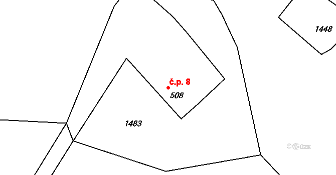 Zbilidy 8 na parcele st. 508 v KÚ Zbilidy, Katastrální mapa