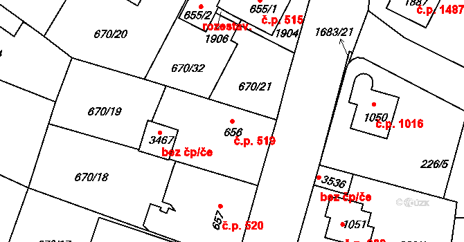 Říčany 519 na parcele st. 656 v KÚ Říčany u Prahy, Katastrální mapa