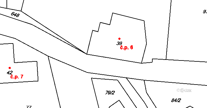 Podlesí 6, Světlá Hora na parcele st. 39 v KÚ Podlesí pod Pradědem, Katastrální mapa