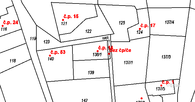 Josefov 14 na parcele st. 138/1 v KÚ Luh nad Svatavou, Katastrální mapa
