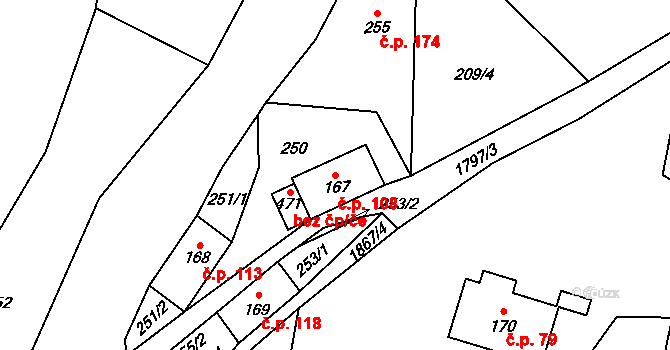 Bozkov 108 na parcele st. 167 v KÚ Bozkov, Katastrální mapa