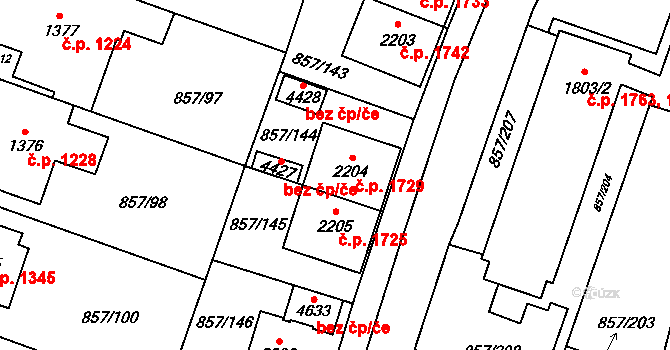 Blansko 1729 na parcele st. 2204 v KÚ Blansko, Katastrální mapa