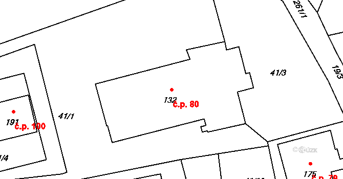Záchlumí 80 na parcele st. 132 v KÚ Záchlumí u Stříbra, Katastrální mapa