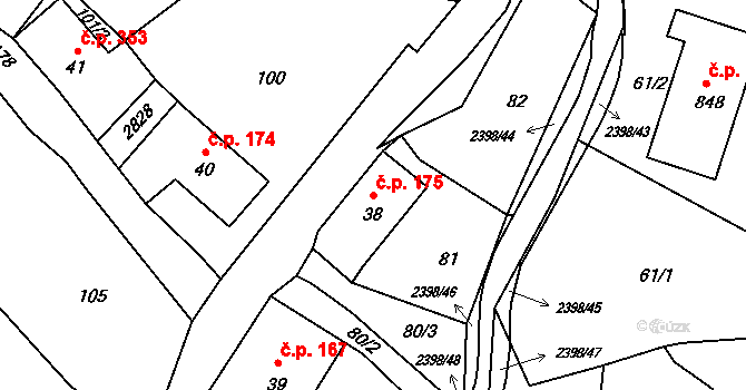 Skalice u České Lípy 175 na parcele st. 38 v KÚ Skalice u České Lípy, Katastrální mapa