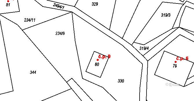 Sklenařice 9, Vysoké nad Jizerou na parcele st. 80 v KÚ Sklenařice, Katastrální mapa