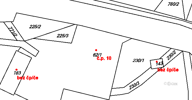 Horní Sytová 10, Víchová nad Jizerou na parcele st. 62/1 v KÚ Horní Sytová, Katastrální mapa